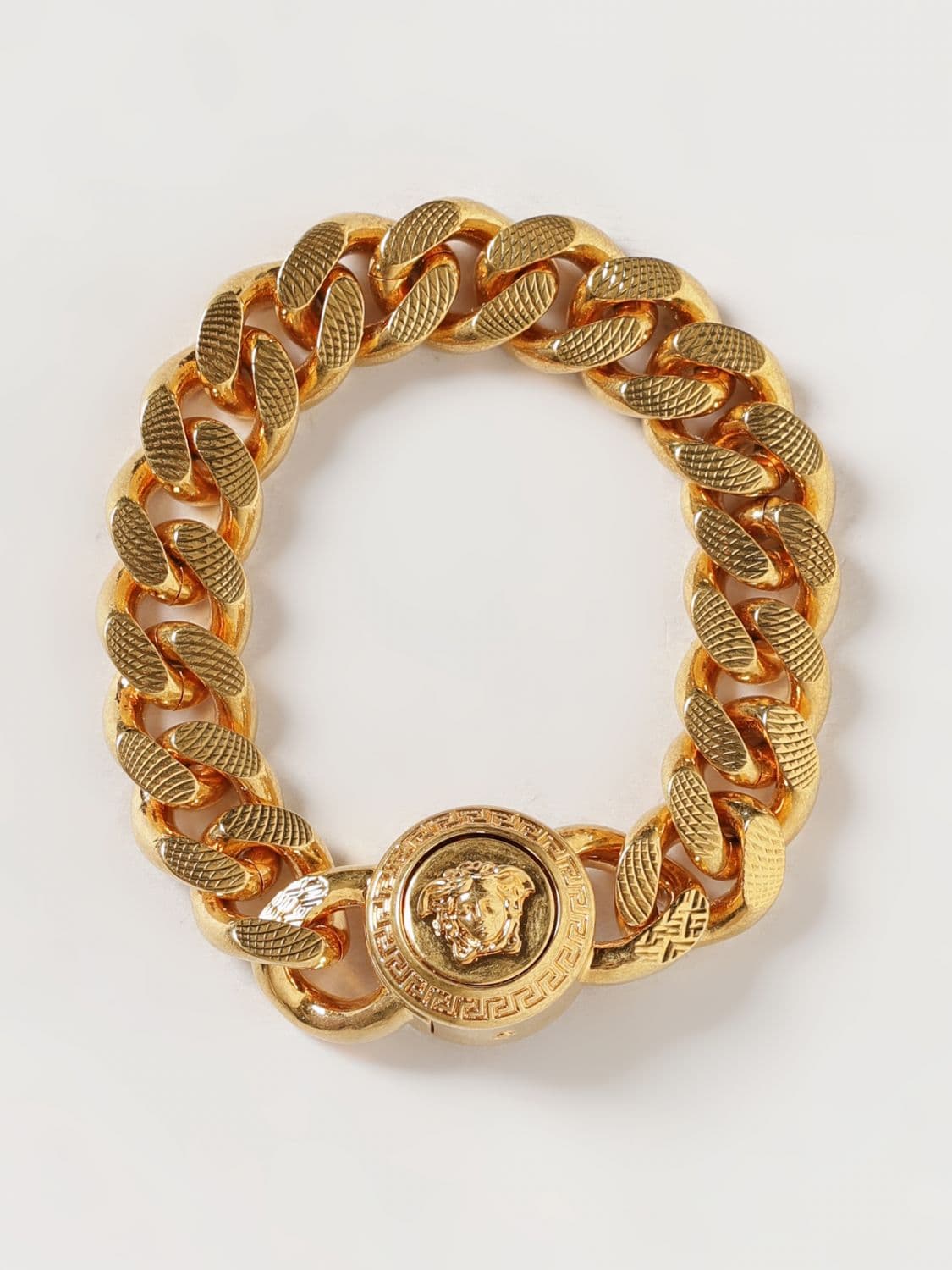 Versace Gold-Tone Metal Bracelet with Embossed Medusa Detail