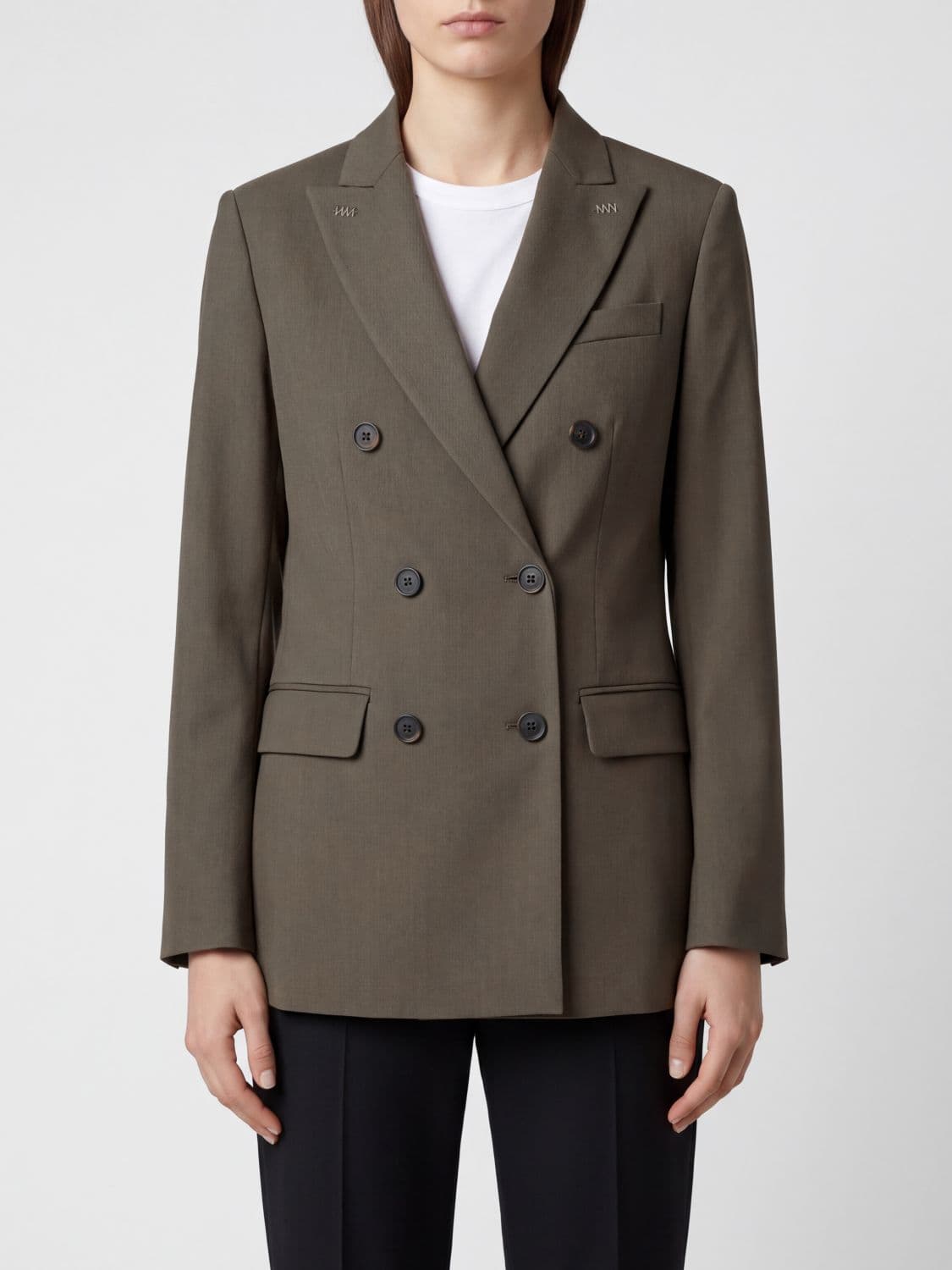 Max Mara Double-Breasted Blazer in Pure Virgin Wool with Four-Button Closure