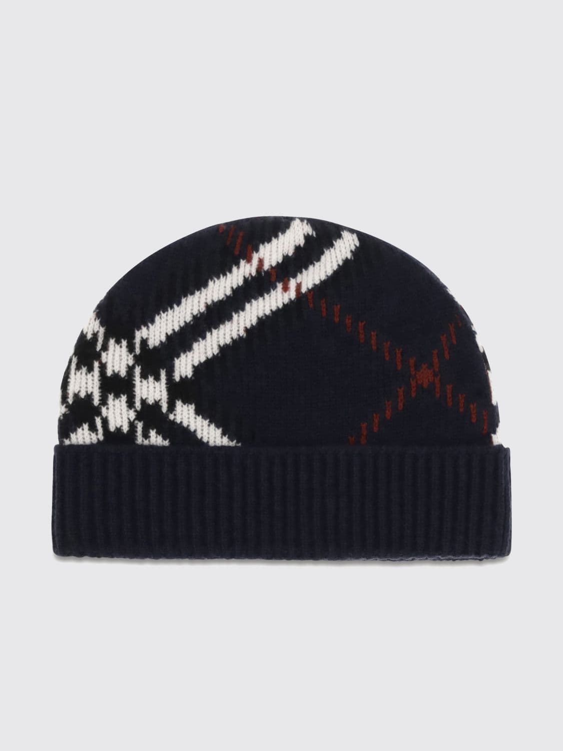 Burberry Cashmere Beanie with Vintage Check Pattern and Turned-Up Brim