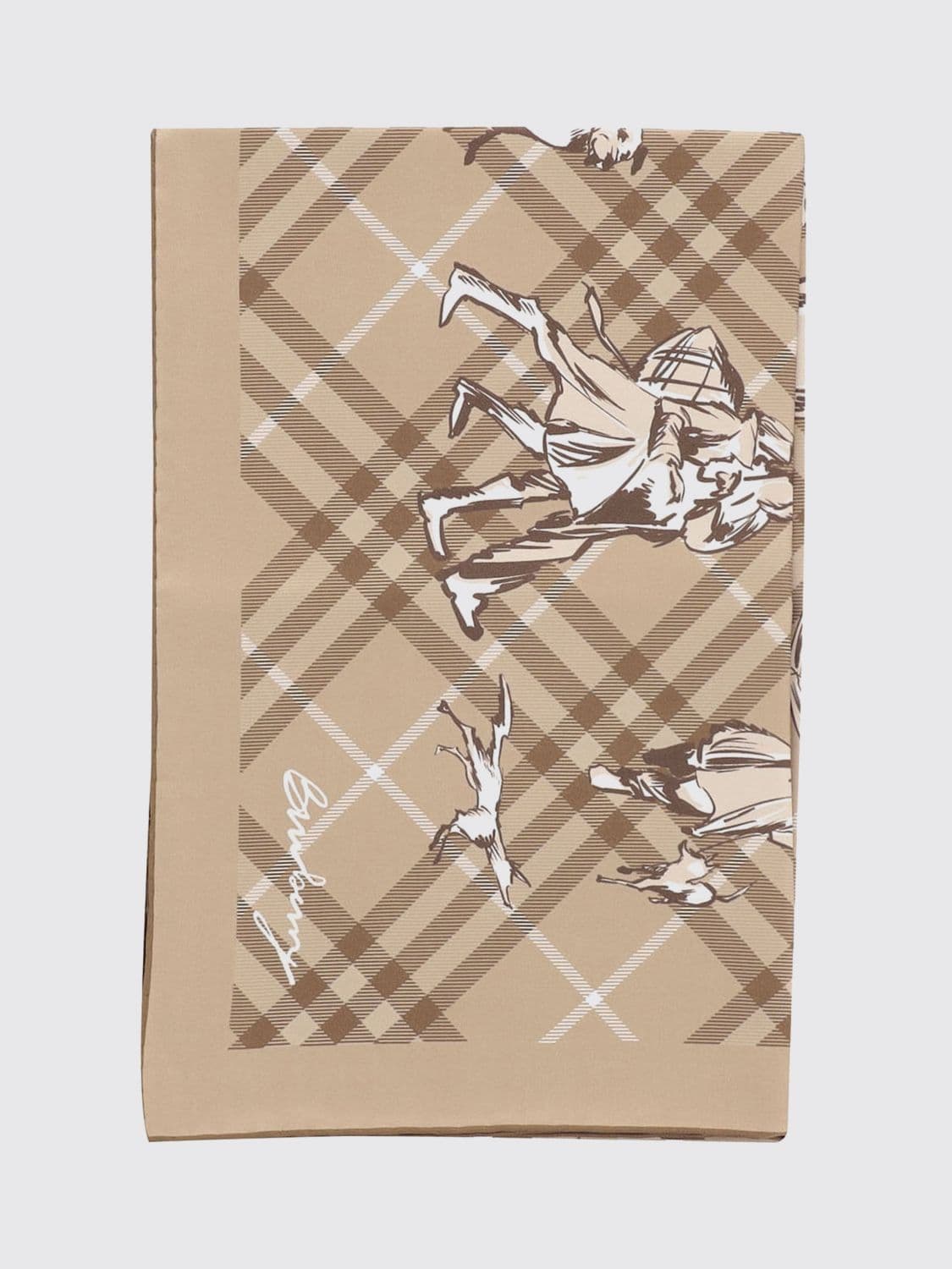 Burberry Vintage Check Print Silk Twill Square Scarf