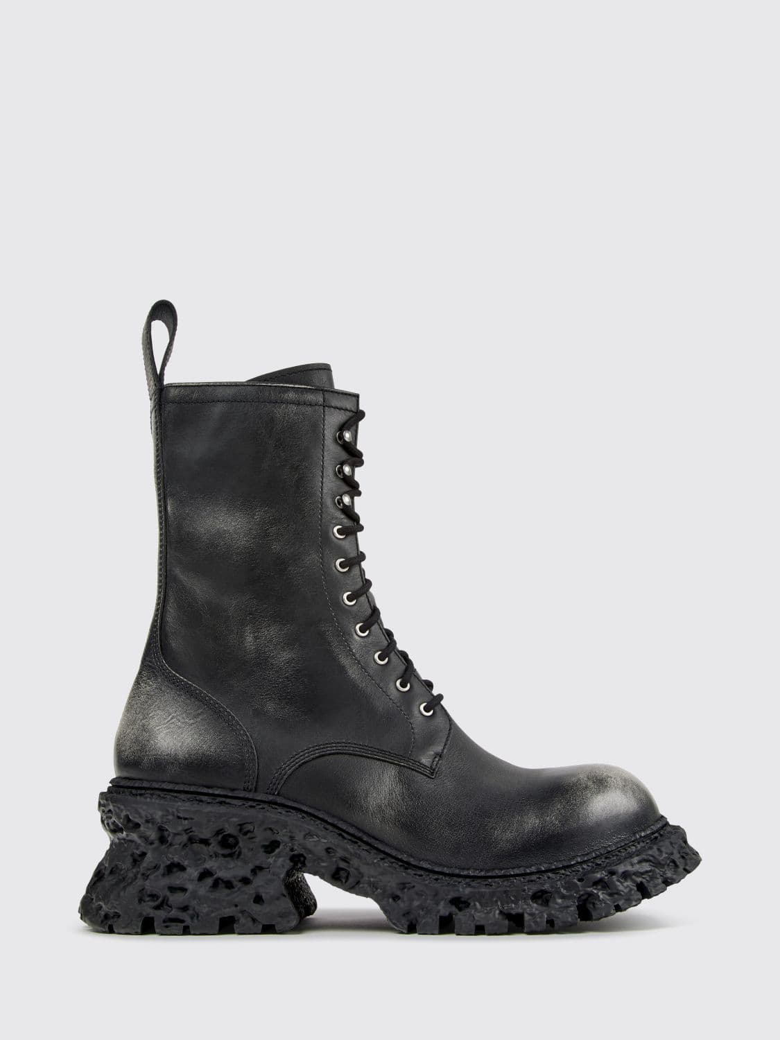 Camperlab Terroso Aged-Effect Leather Combat Boots with a Side Zip