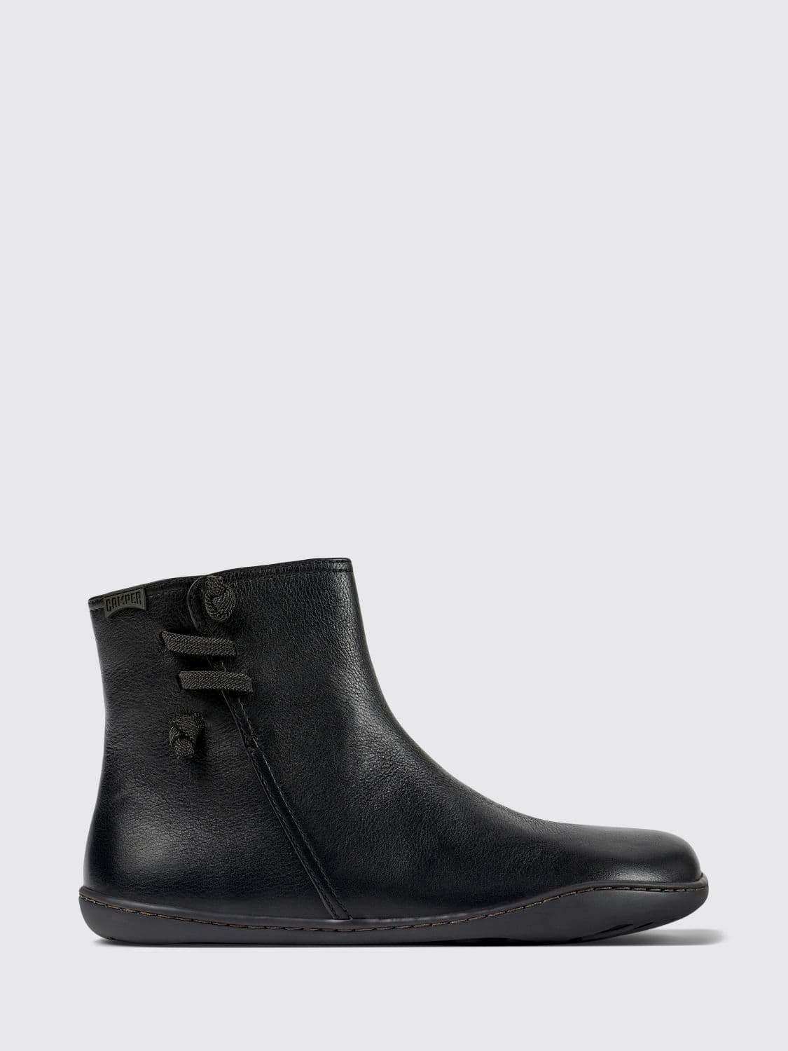 Camper Peu Leather Ankle Boots with Elastic Inserts and Side Zip