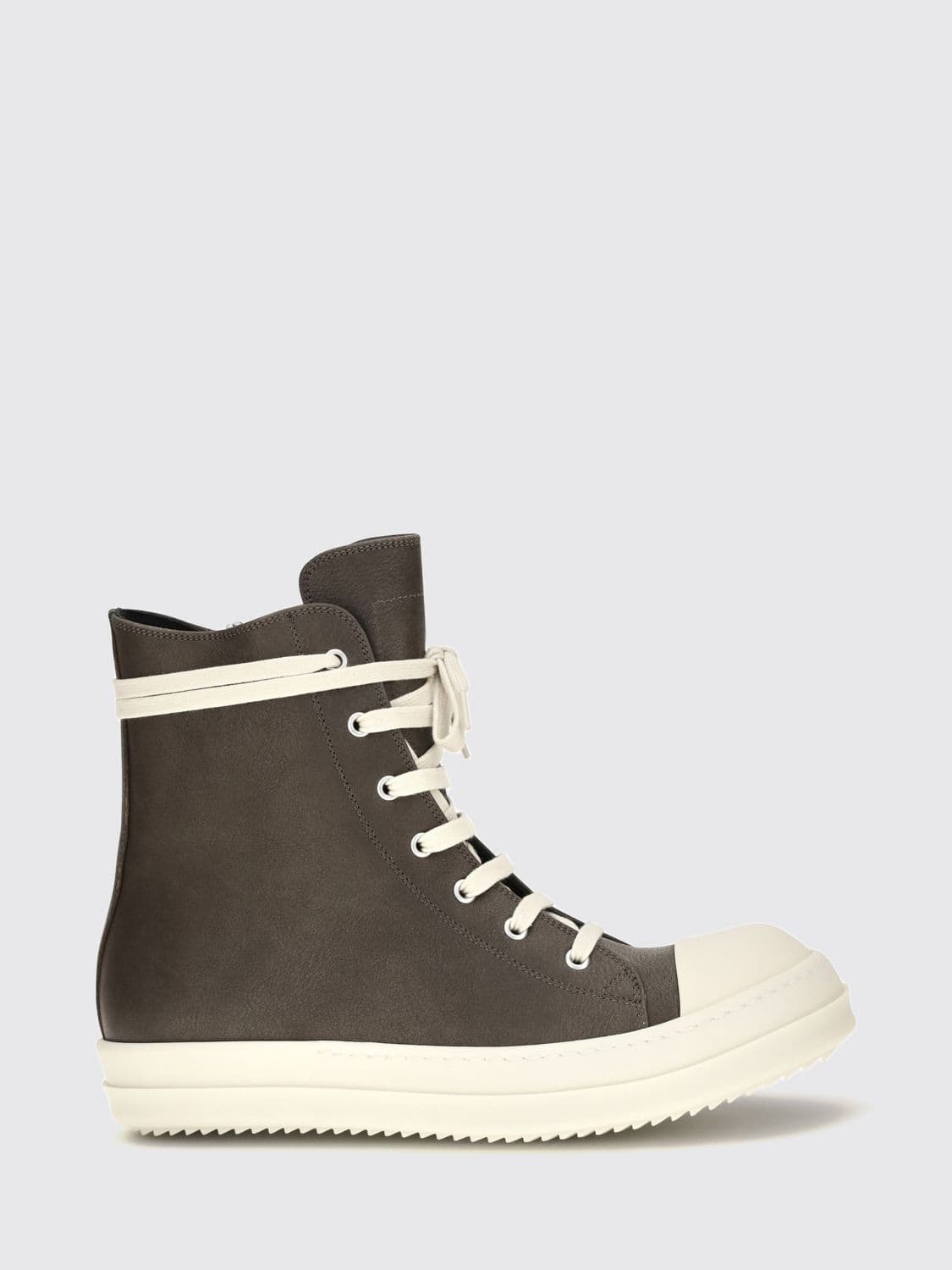 Rick Owens High-Top Sneakers in Calf Leather with Side Zip Closure