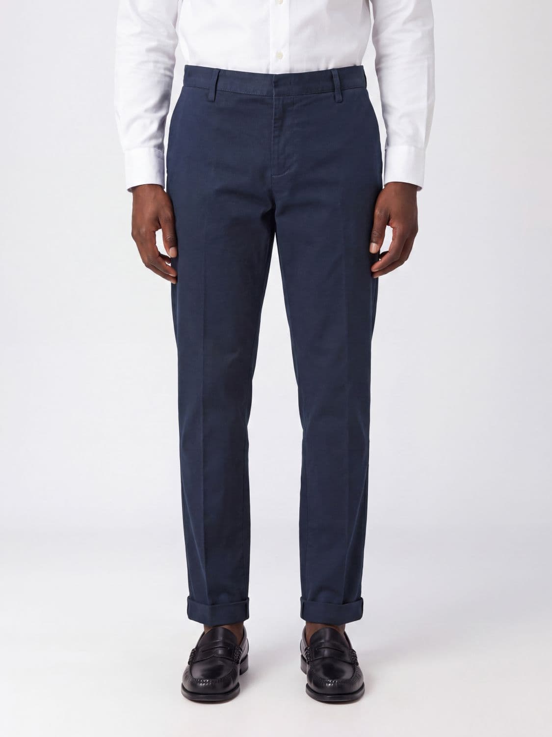 Dondup Slim Fit Cuffed Stretch Cotton Chino Trousers