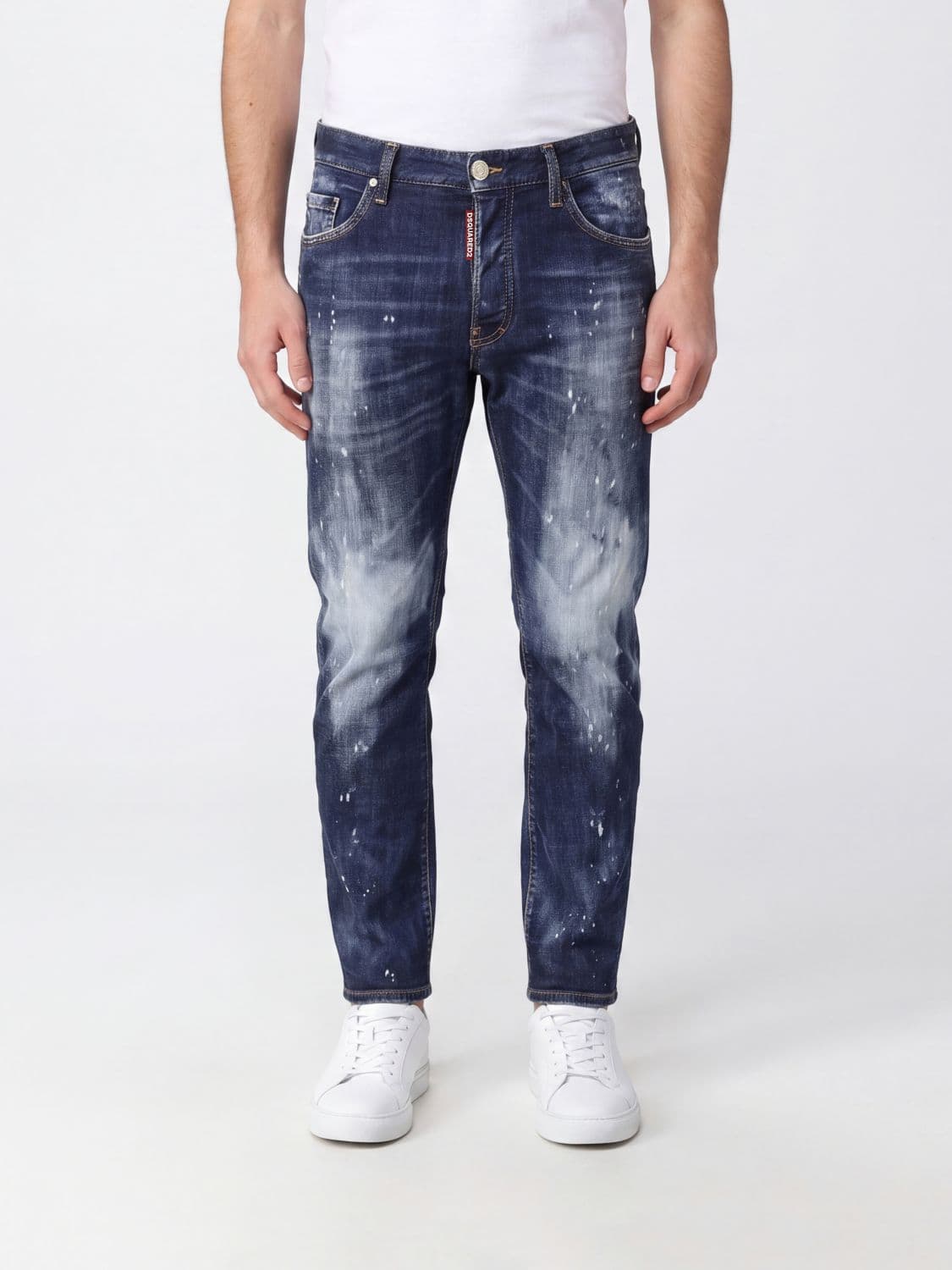 Dsquared2 Bro Straight Fit Distressed Cotton Denim Jeans