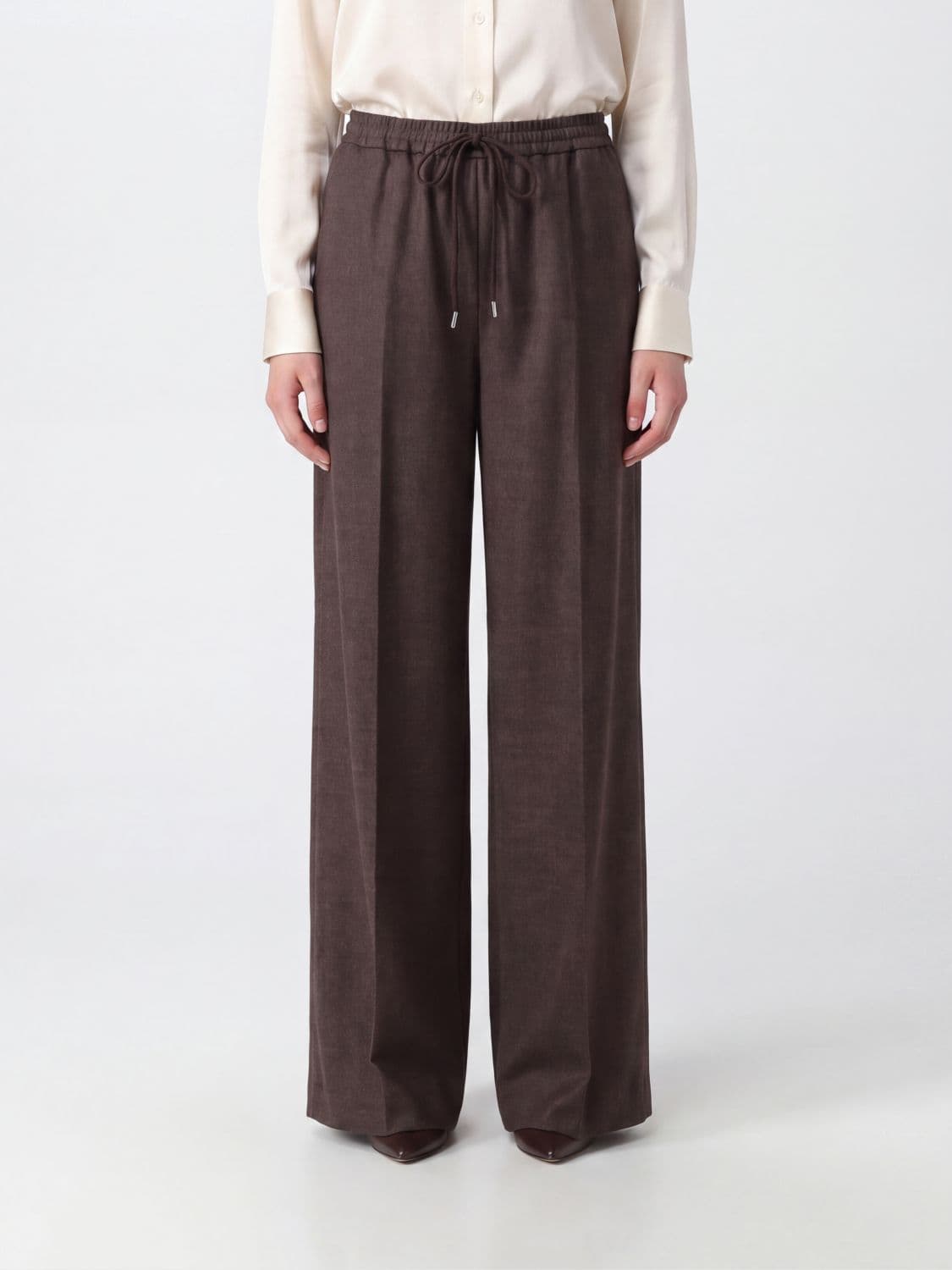 Max Mara High-Waisted Shetland Wool Wide-Leg Palazzo Trousers