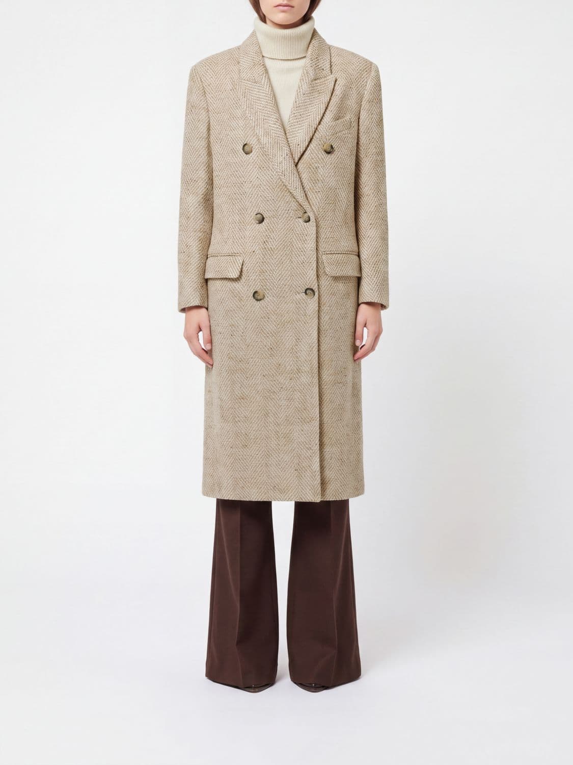 Isabel Marant Etoile Long Double-Breasted Wool-Blend Coat with Lapels