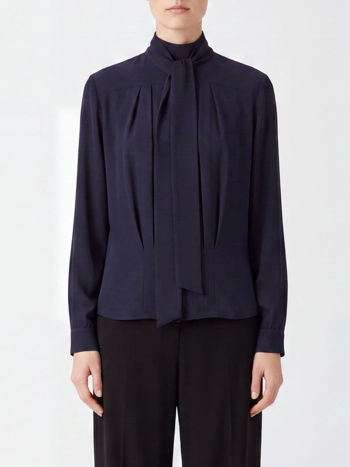 N° 21 Elegant Silk-Blend Blouse with Pussy-Bow Collar and Long Sleeves