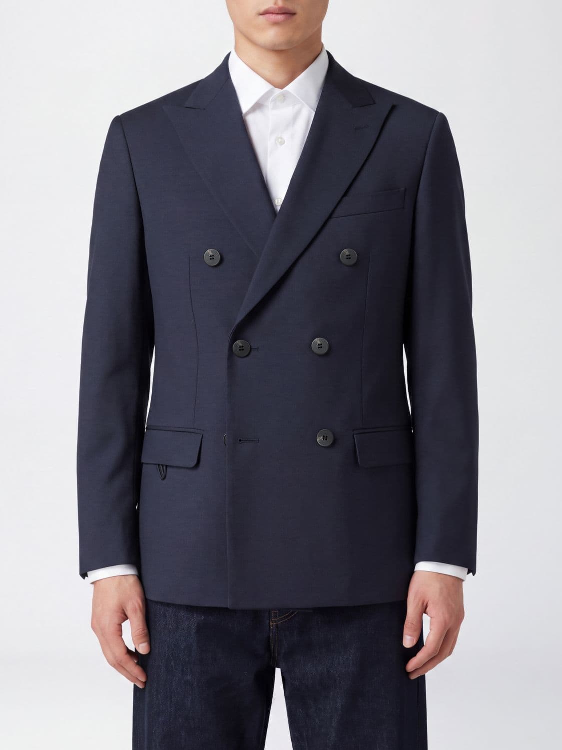 Rrd Double-Breasted Peak Lapel Blazer in Wool Blend