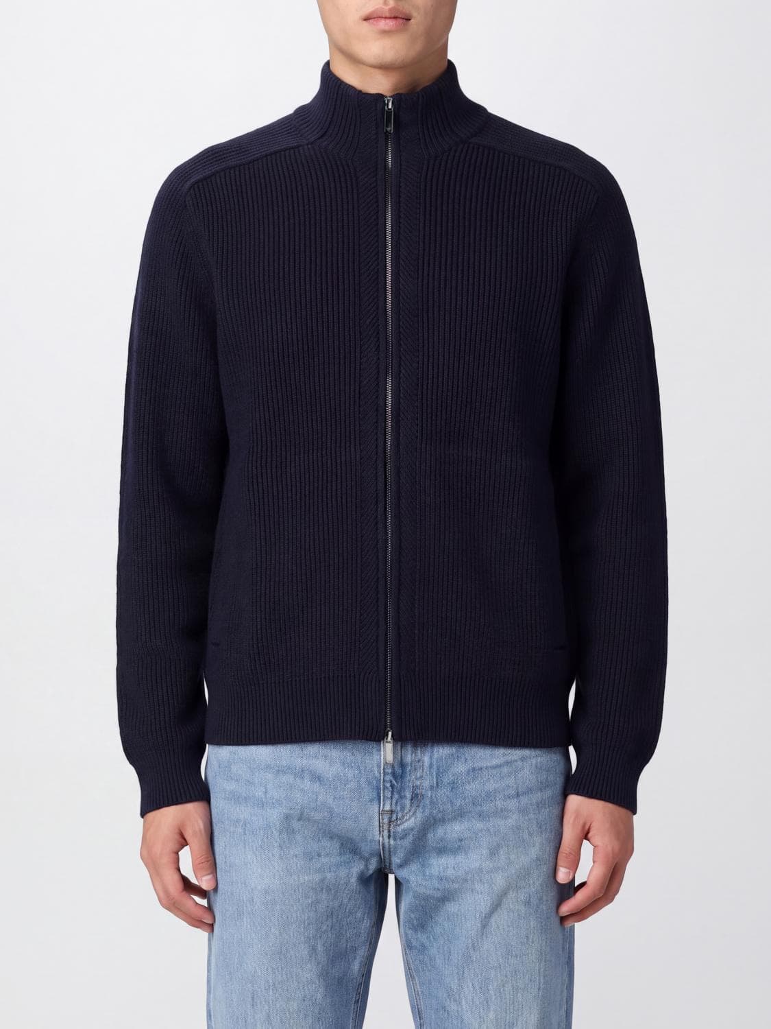 Emporio Armani Turtleneck Zip-Up Wool Cardigan