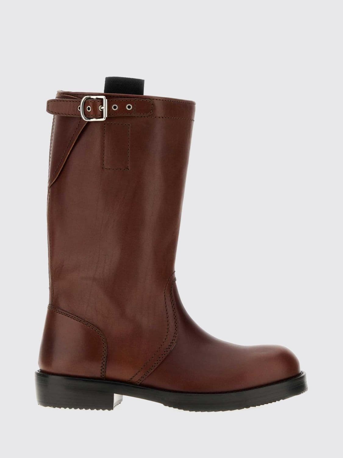 Dries Van Noten Smooth Leather Biker Boots with Double Pull-Tabs
