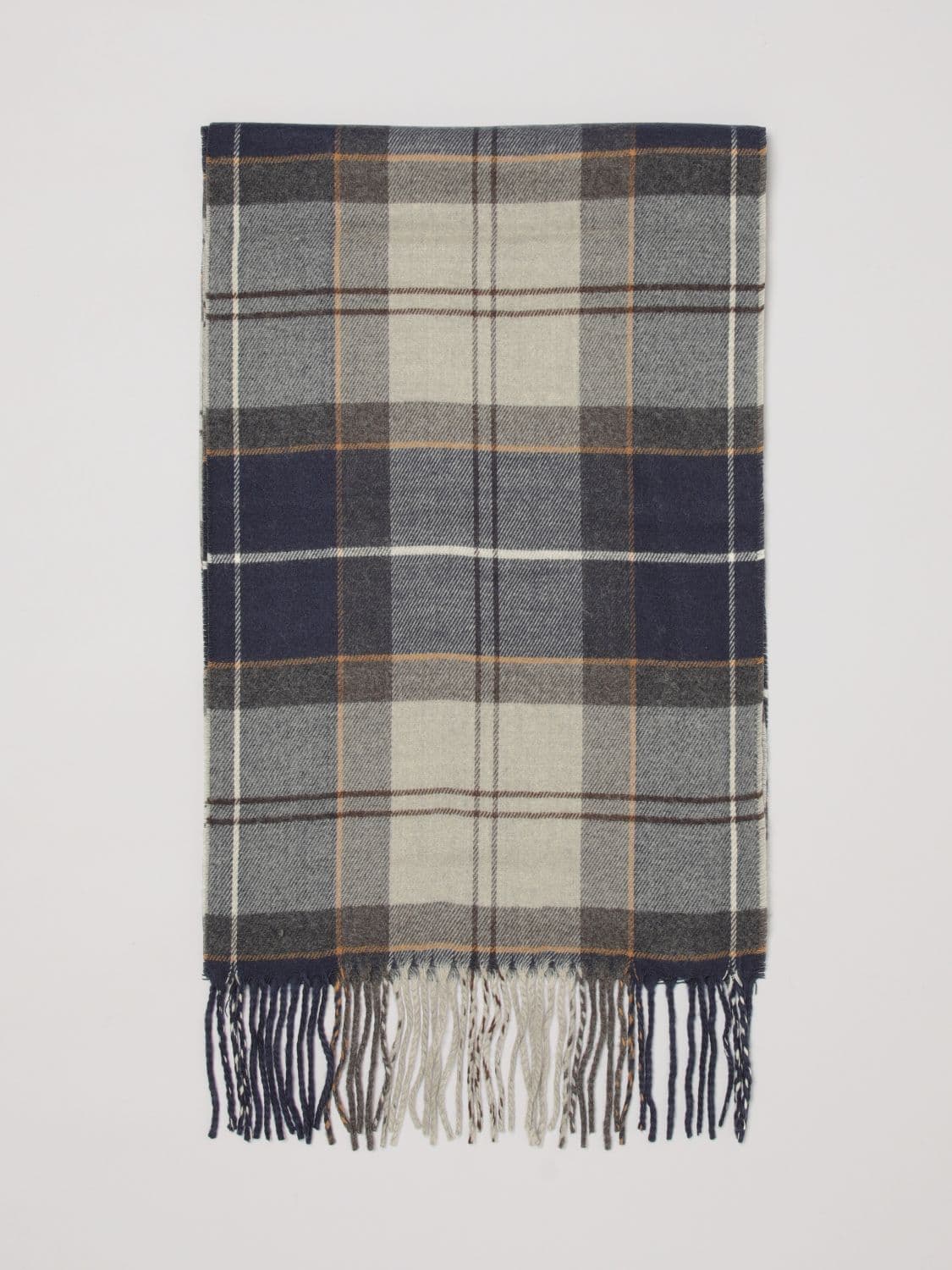 Barbour Tartan Pattern Acrylic Scarf with Fringed Edges · OS