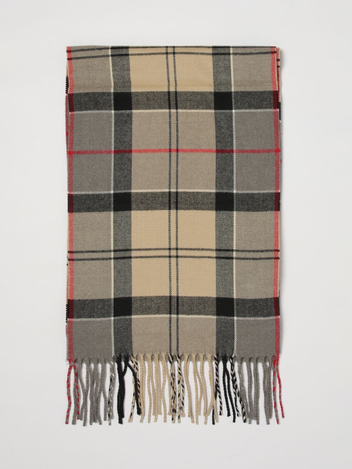 Barbour Tartan Pattern Acrylic Scarf with Fringed Edges