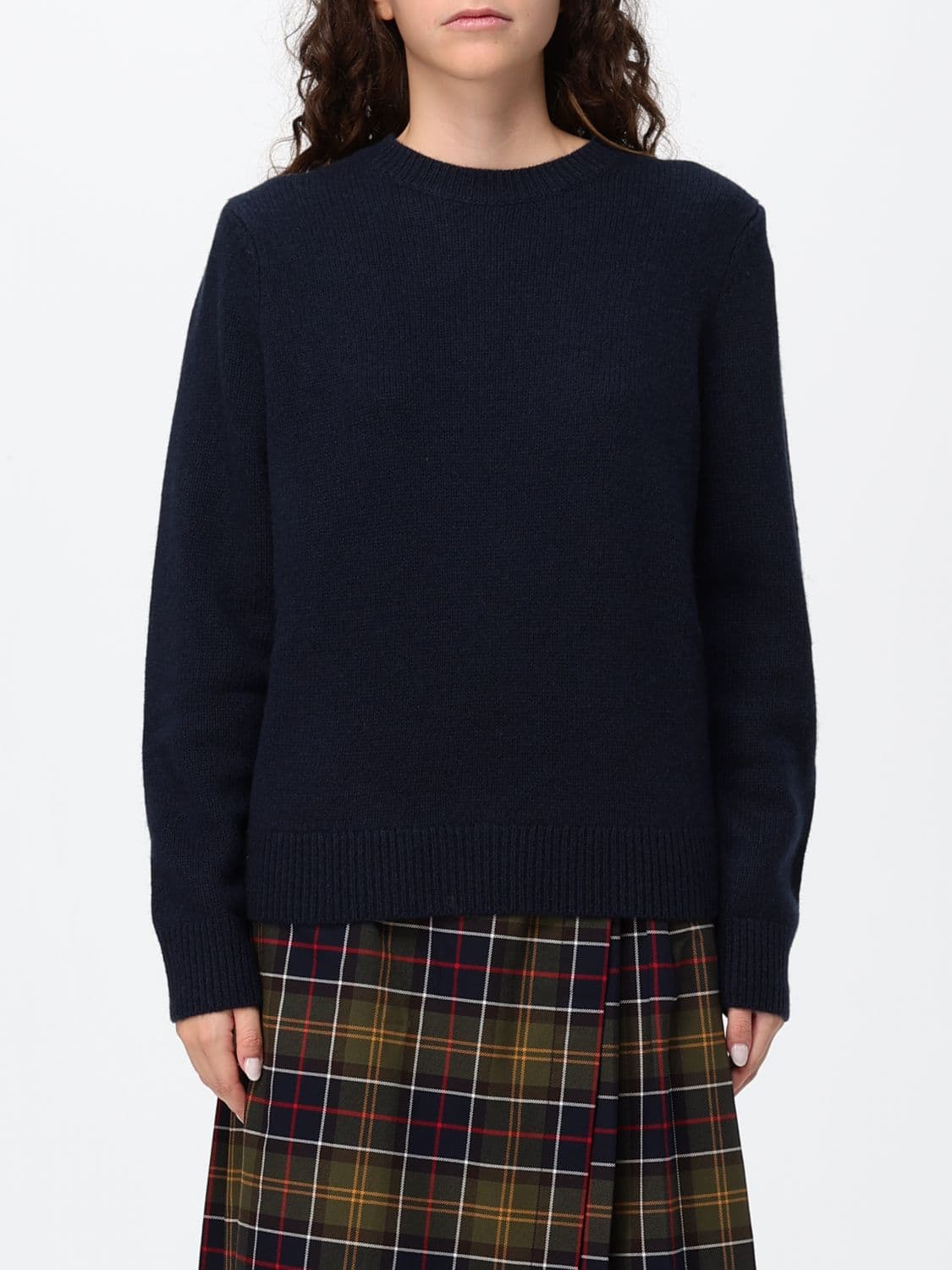 Barbour Wool and Cashmere Blend Crewneck Jumper with Ribbed Trims