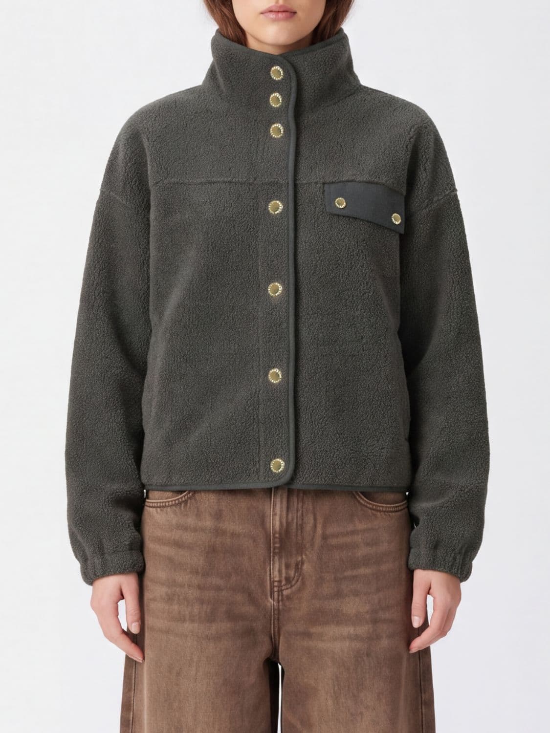 Barbour Relaxed Fit Fleece Jacket in Recycled Polyester with High Neck