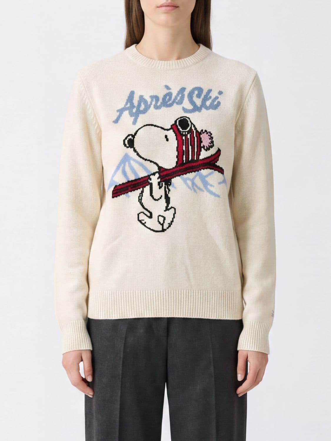 Mc2 Saint Barth Jacquard Logo Wool and Cashmere Blend Crewneck Jumper