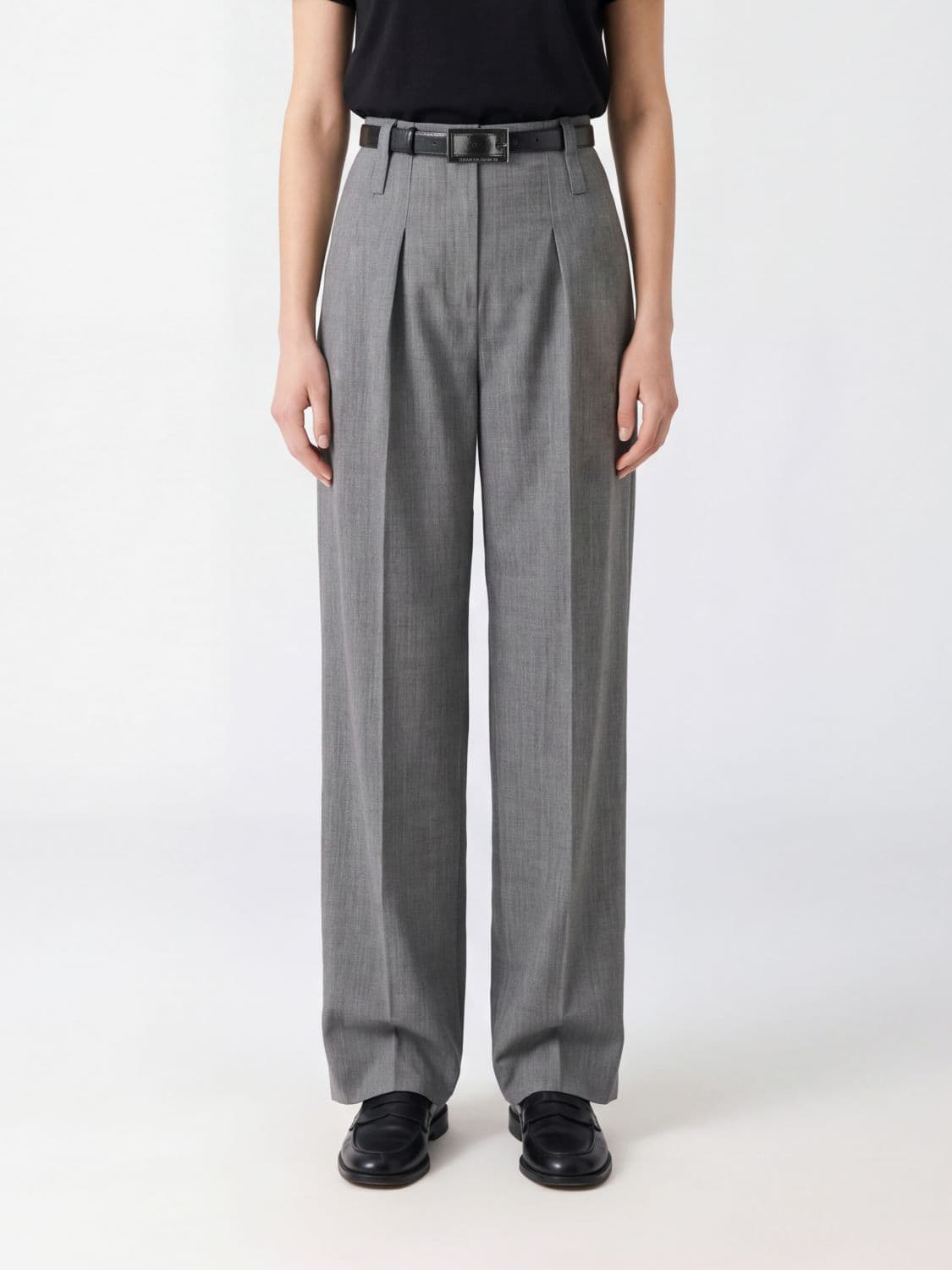 Elisabetta Franchi High-Waisted Virgin Wool Palazzo Trousers
