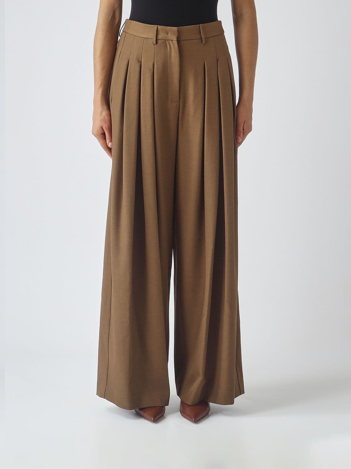 Meimeij High-Waisted Palazzo Trousers in Technical Crêpe with Pleats