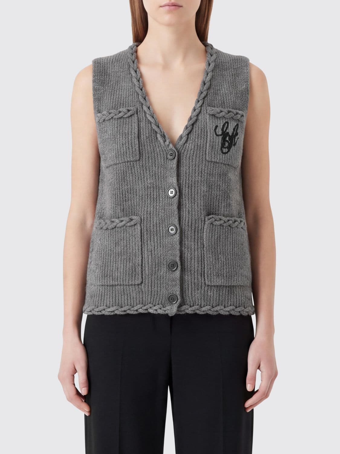 Emporio Armani Virgin Wool and Yak Monogram Jacquard Waistcoat
