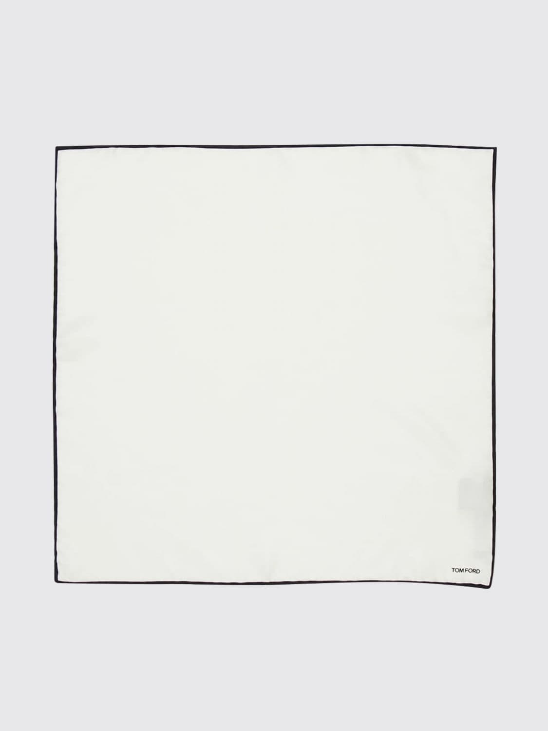 Tom Ford Pure Silk Pocket Square with Contrasting Logo · OS