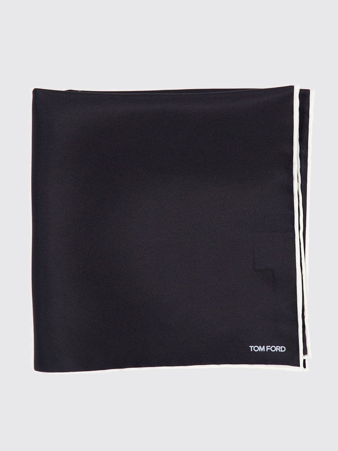 Tom Ford Pure Silk Pocket Square with Contrasting Logo · OS
