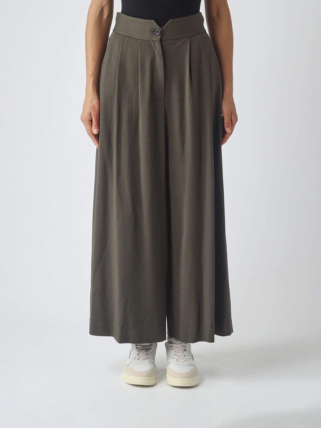 Meimeij High-Waisted Wide-Leg Trousers in Viscose Blend with Pleats