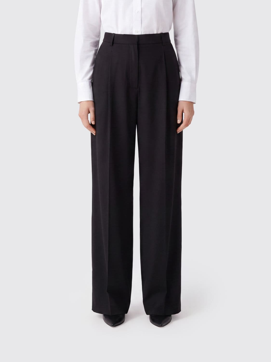Emporio Armani High-Waisted Crêpe Palazzo Trousers with Pleats