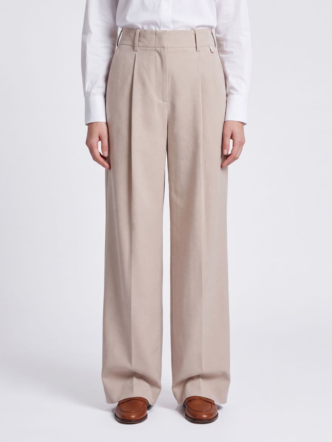 Herno High-Waisted Wide-Leg Crêpe Trousers with Front Pleats