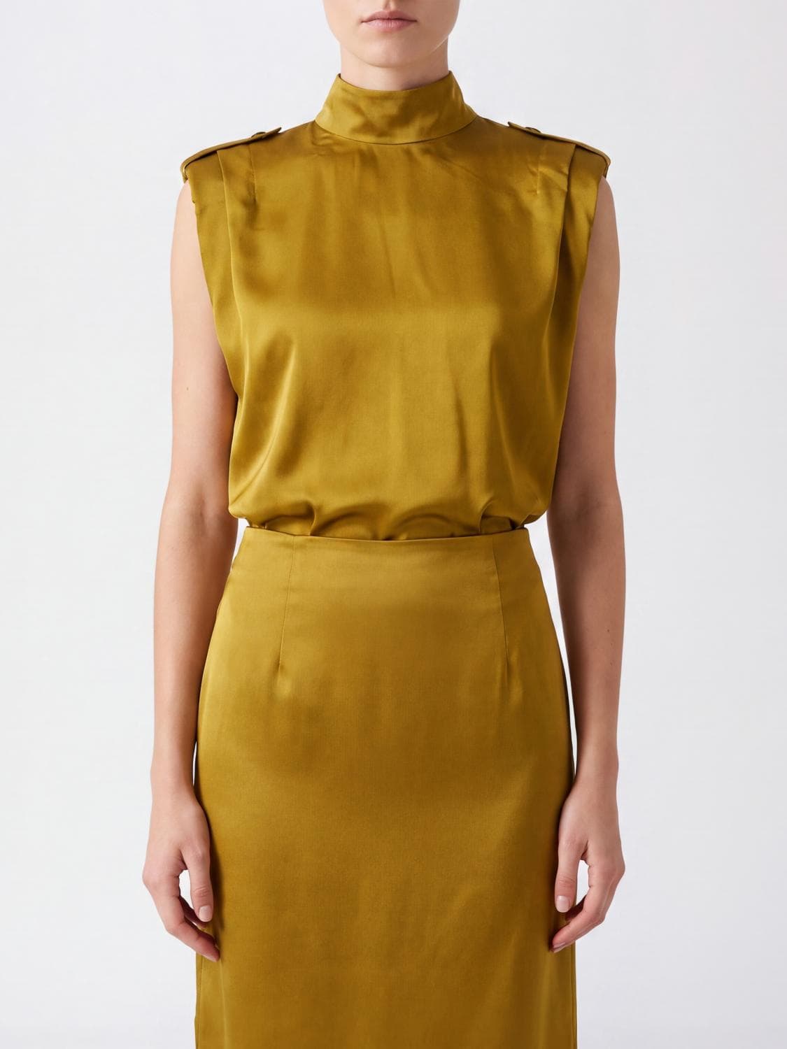 Zimmermann Sleeveless High-Neck Blouse in Pure Silk with Epaulettes