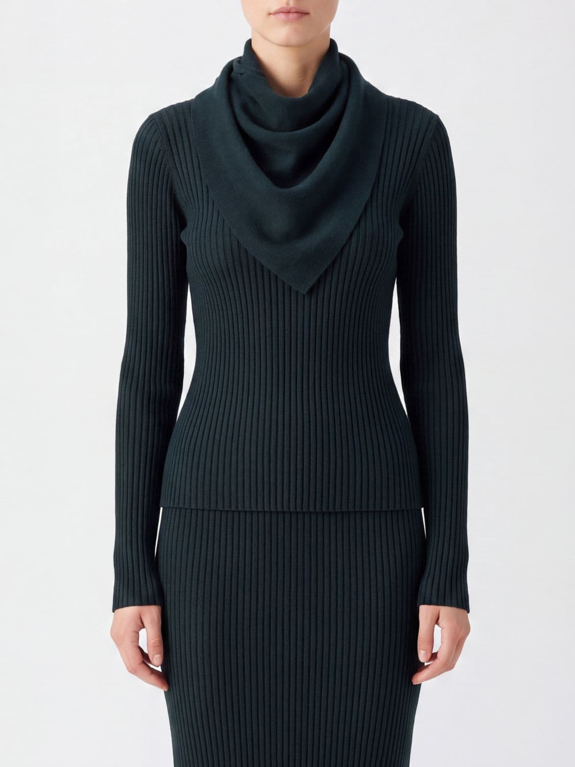 Zimmermann Long-Sleeved Ribbed Merino Wool Top with Pussy-Bow Neck