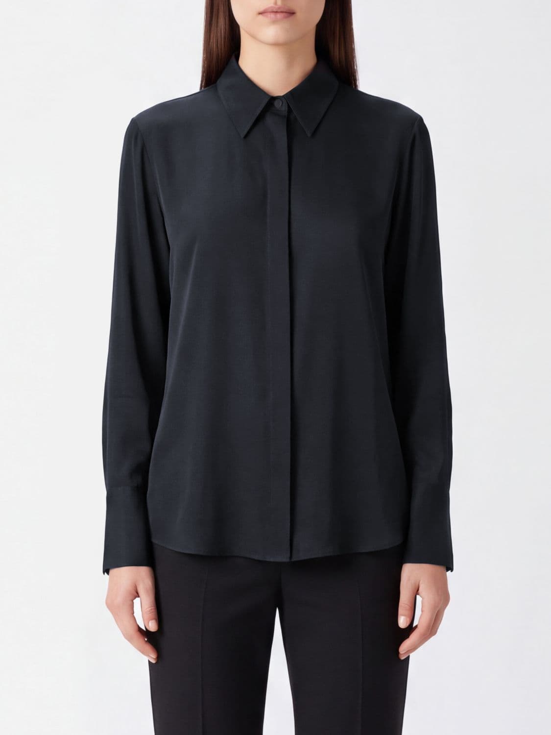 Federica Tosi Slim Fit Shirt in Silk Blend with Concealed Closure
