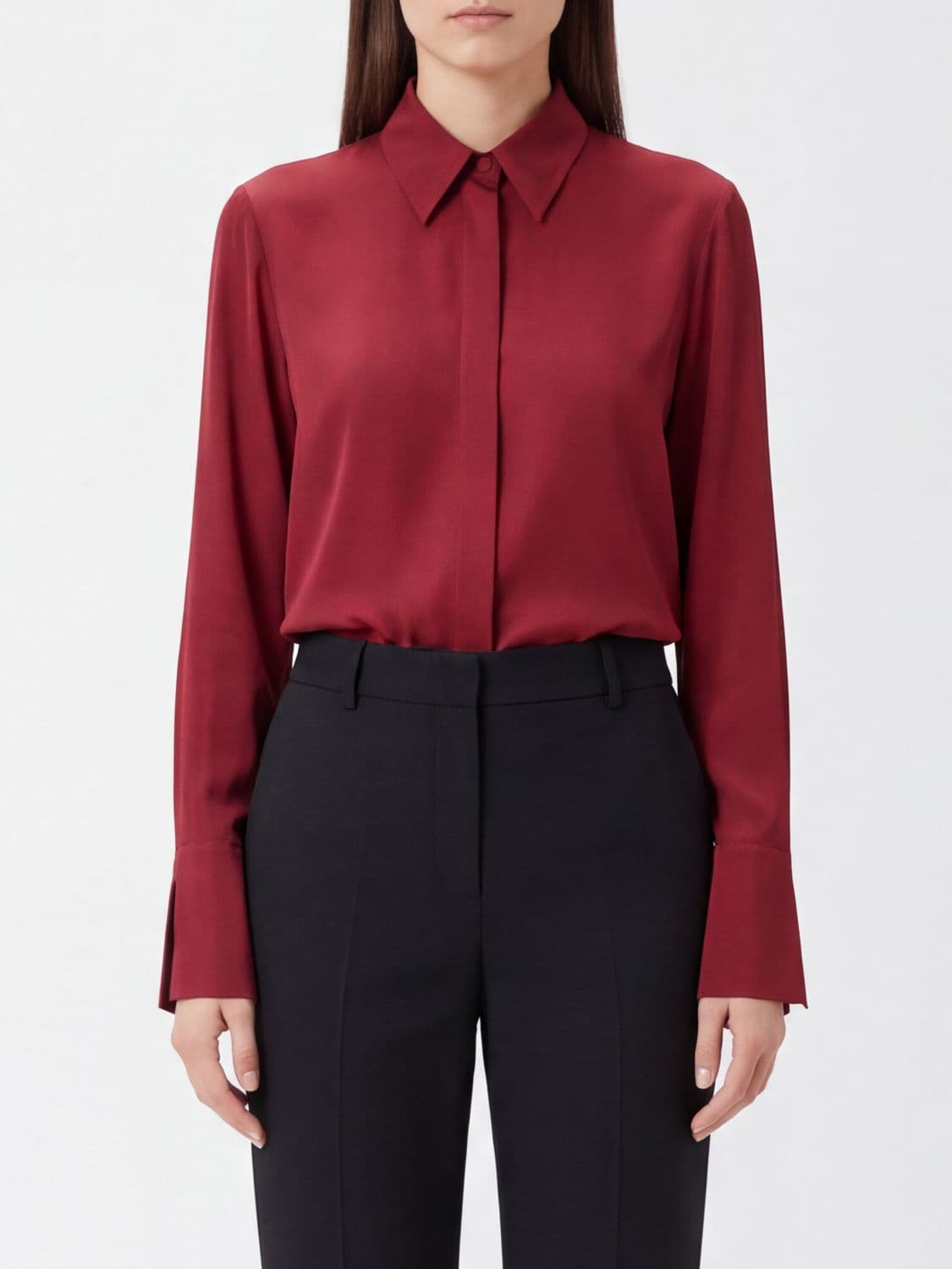 Federica Tosi Slim Fit Shirt in Silk Blend with Concealed Closure
