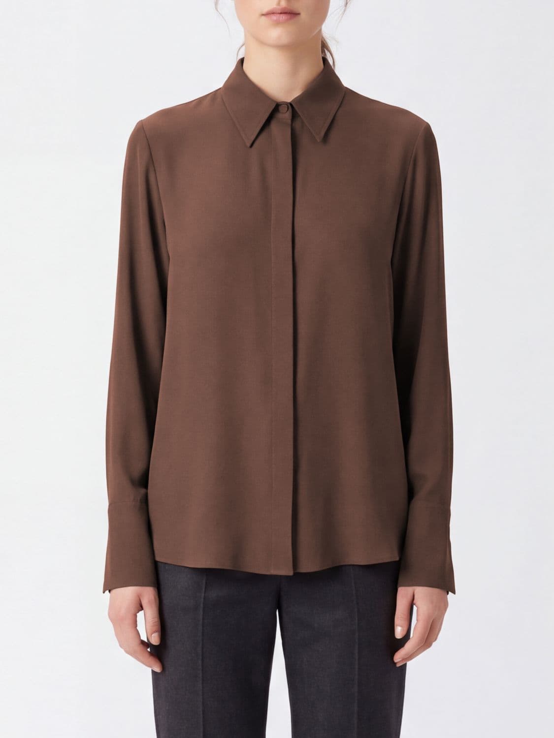 Federica Tosi Slim Fit Shirt in Silk Blend with Concealed Closure