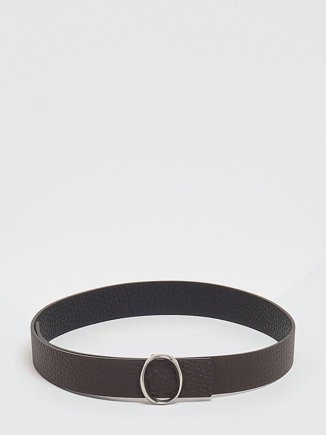 Orciani Adjustable Hammered Leather Belt with Interlocking Buckle