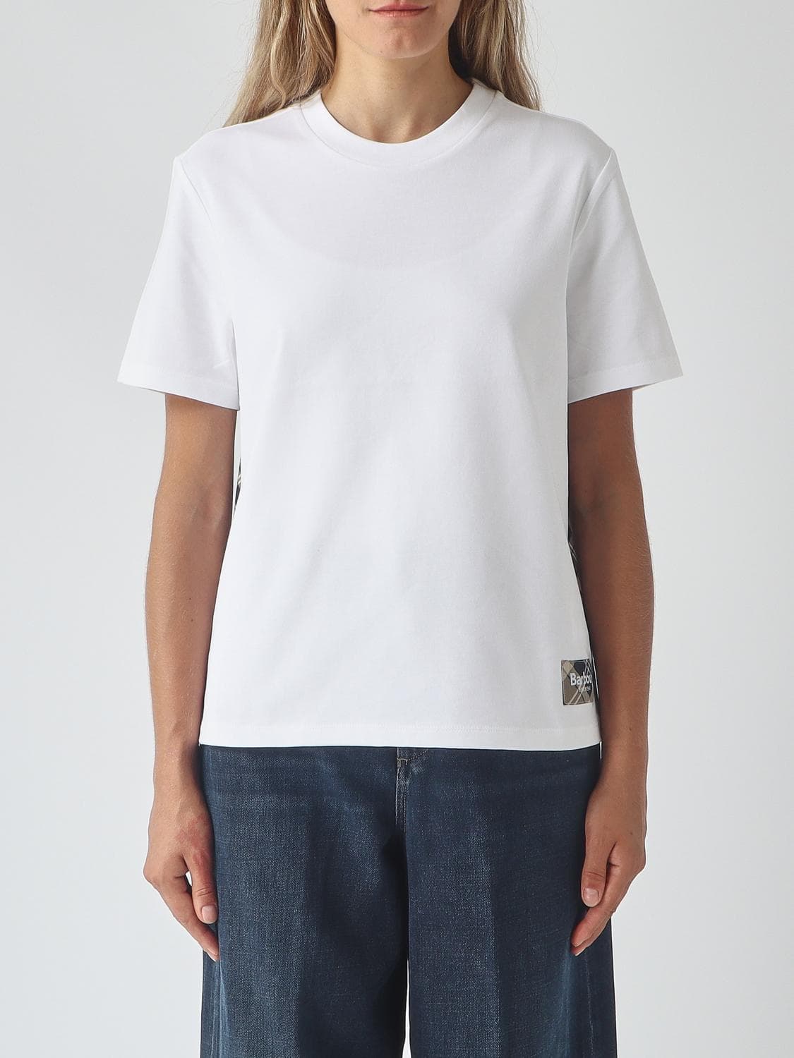 Barbour Cotton T-shirt with Contrast Logo and Slightly Dropped Shoulders