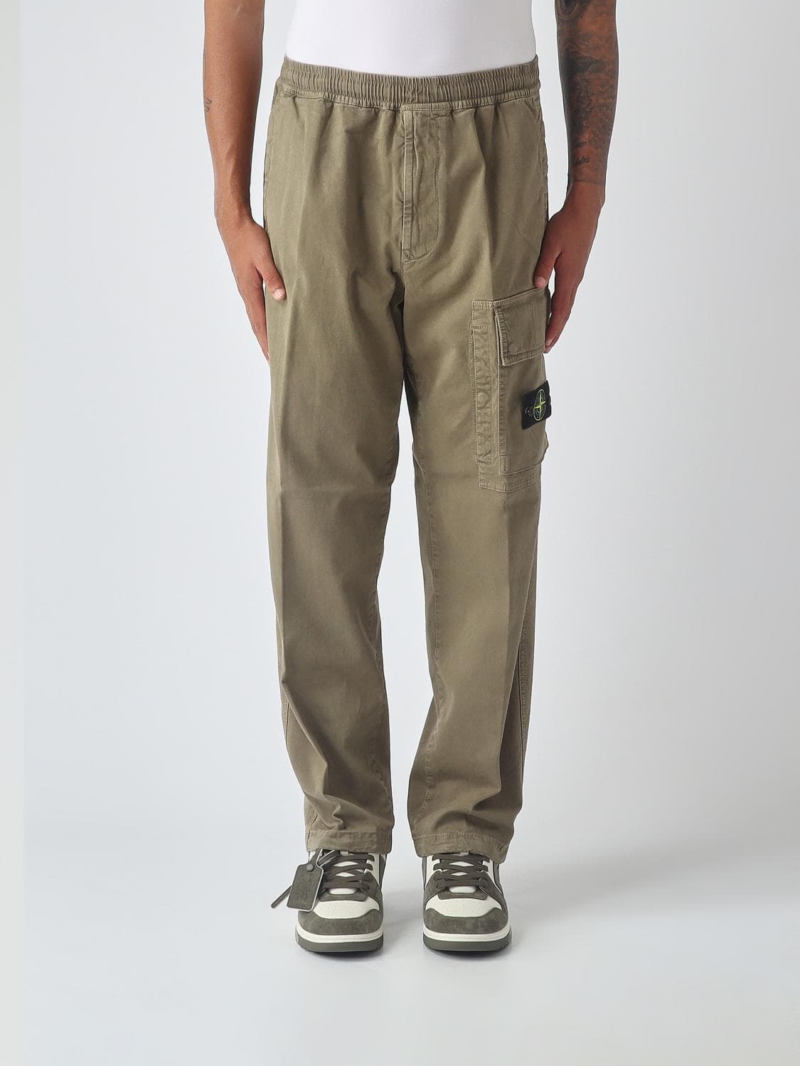Stone Island Straight-Leg Stretch-Cotton Cargo Trousers with Logo
