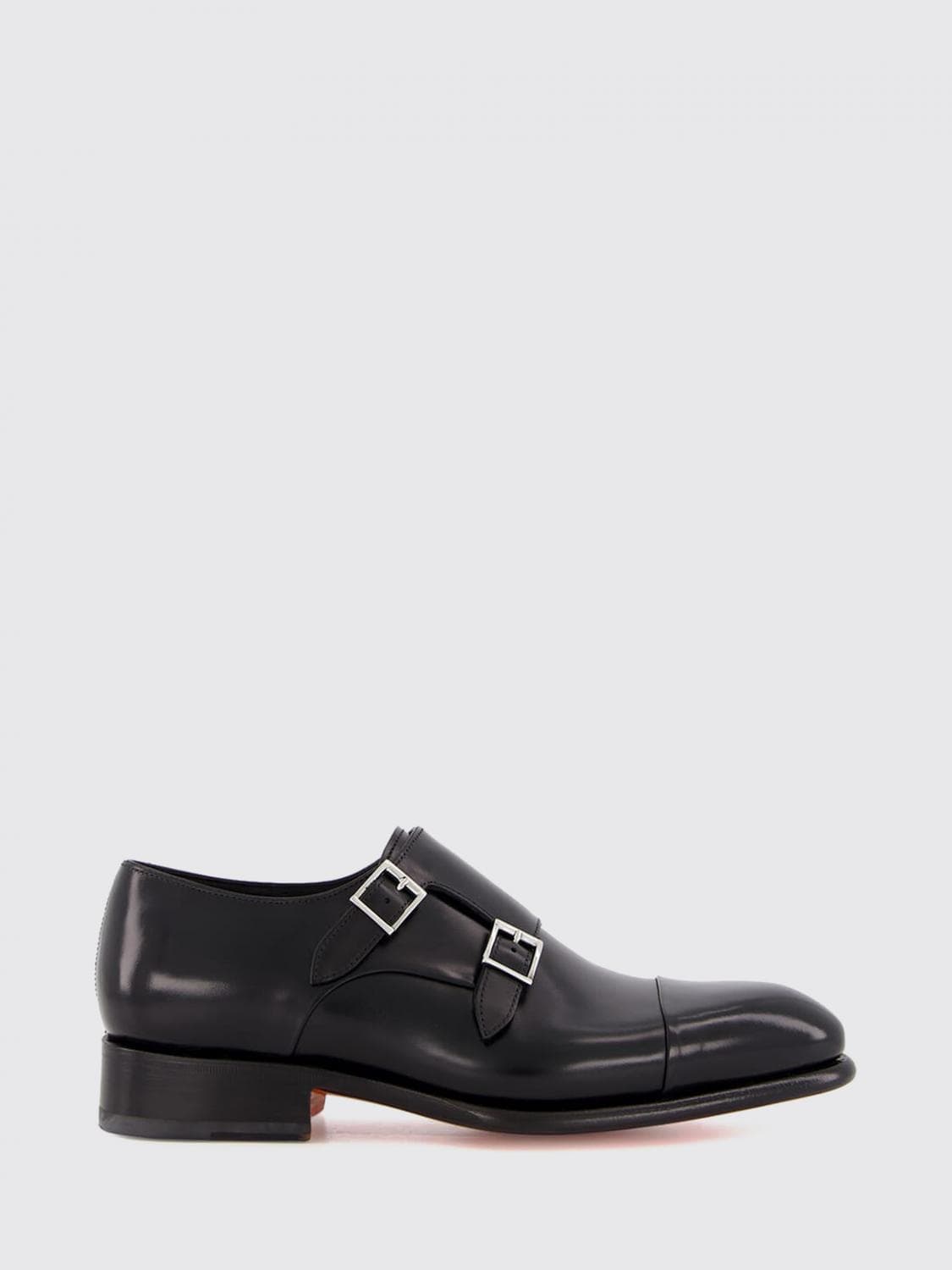 Santoni Double Monk Strap Shoes in Brushed Leather