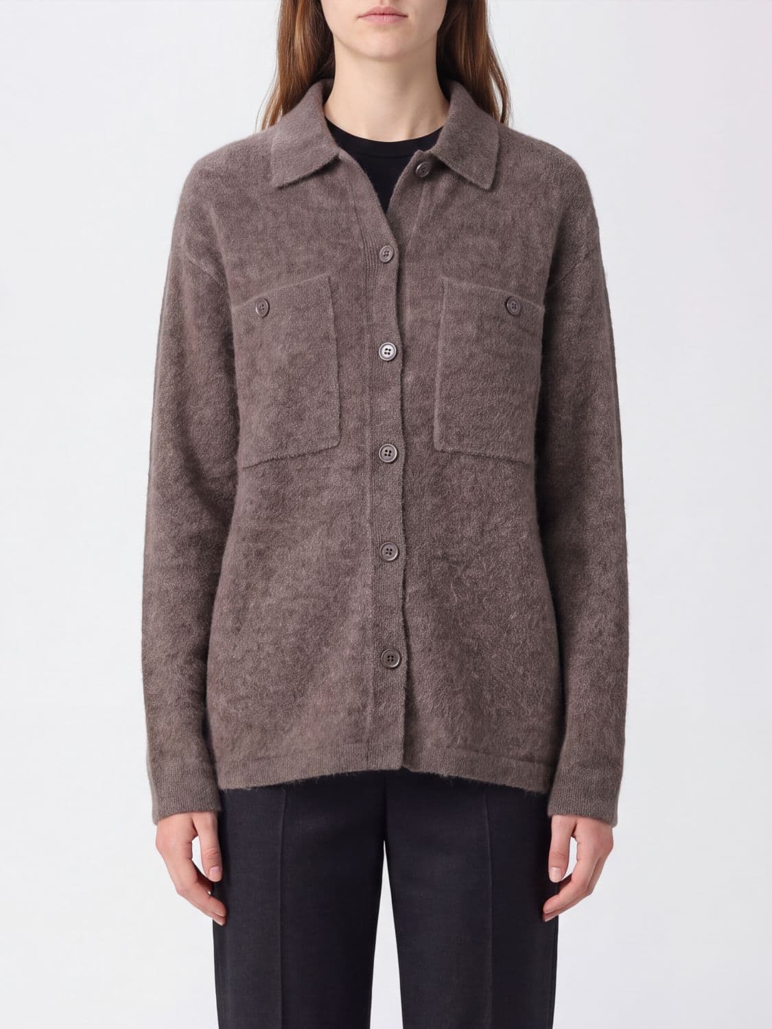 Parosh Wool and Yak Blend Cardigan P. A.R. O.S. H. with Applied Patch Pockets