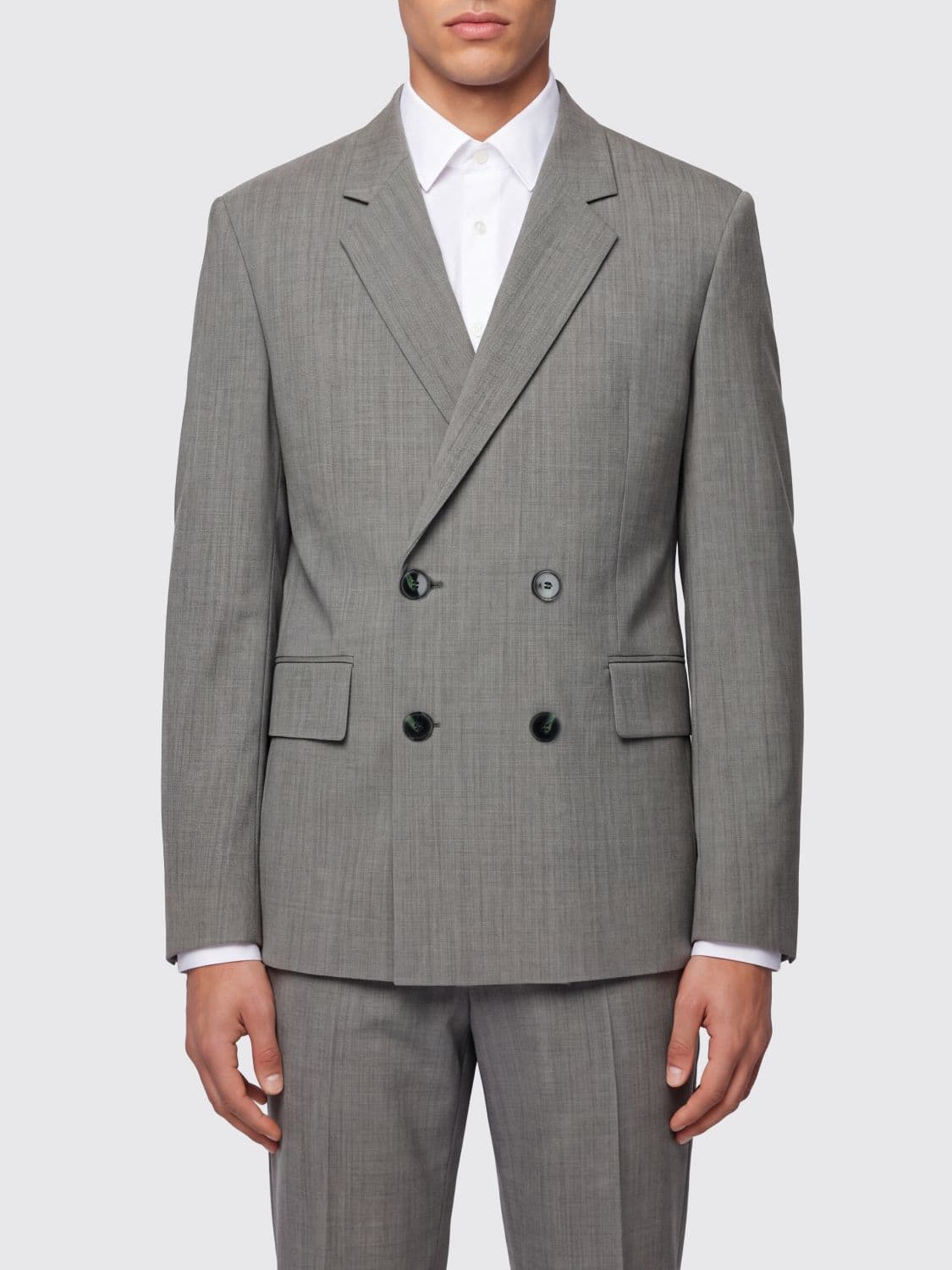 Hugo Double-Breasted Blazer in Pure Virgin Wool with Flap Pockets