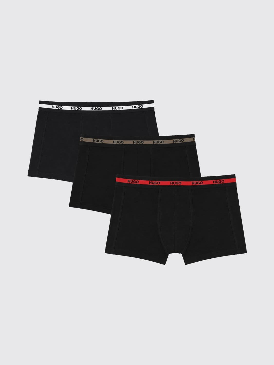 Hugo Set of 3 Cotton Trunks with Contrast Logo Waistband