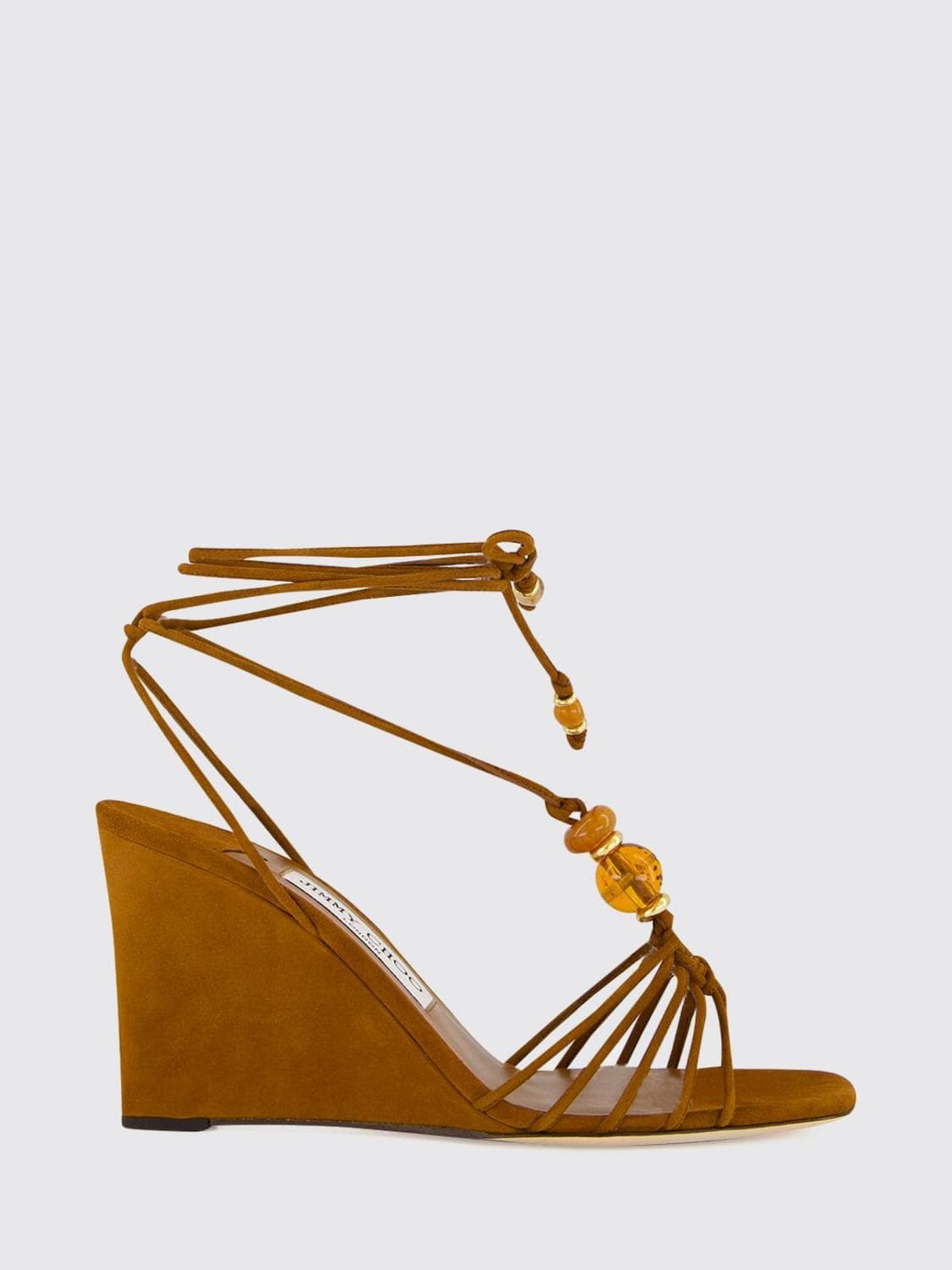 Jimmy Choo Lova Suede Wedge Sandals with Ankle Ties