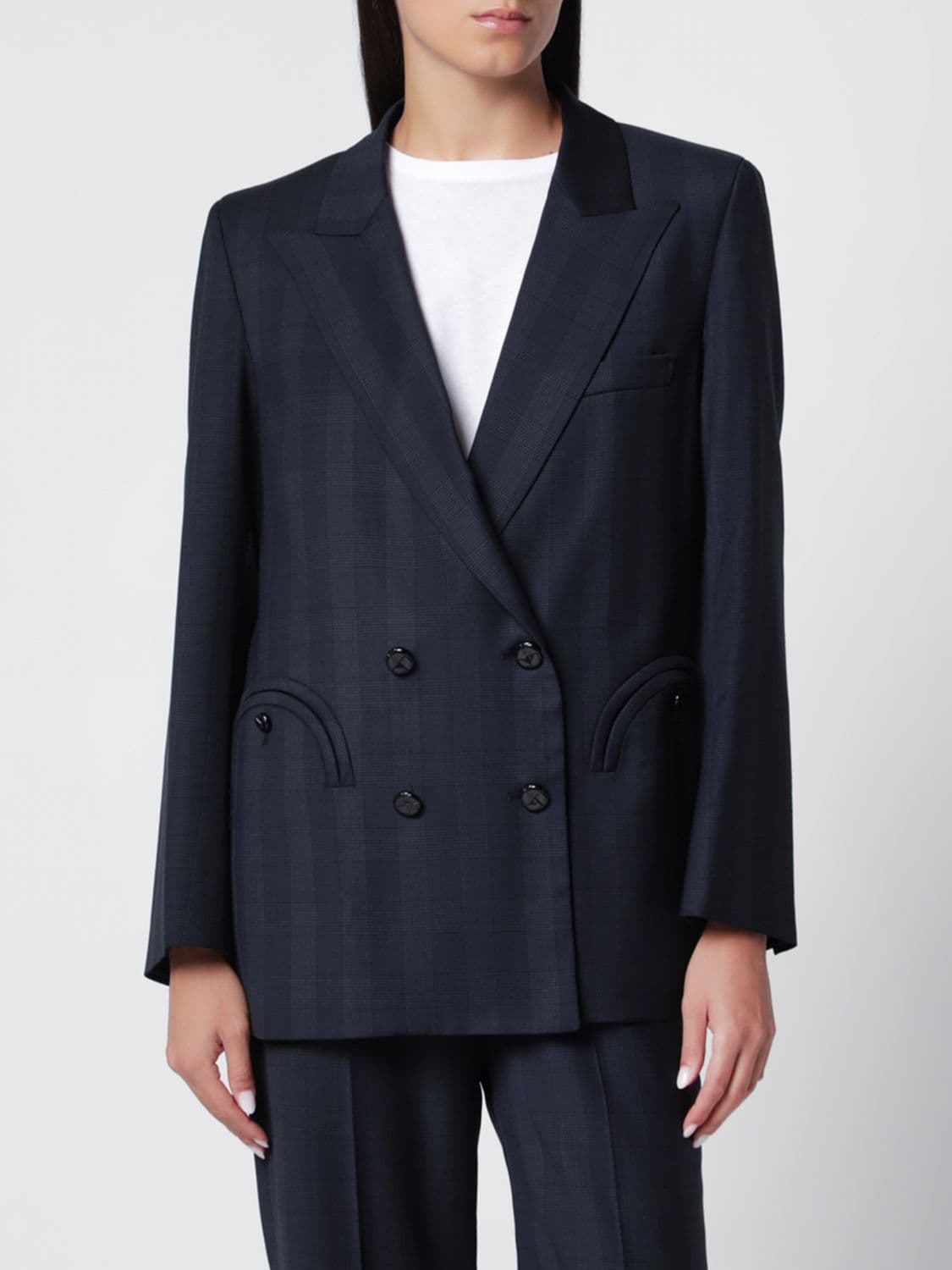 Blazé Milano Pinstriped Double-Breasted Virgin Wool Blazer
