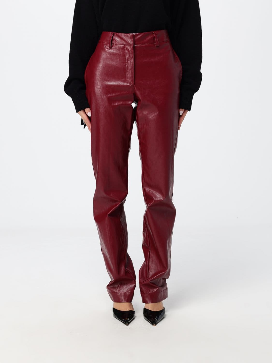 Federica Tosi High-Waisted Straight Faux Leather Trousers