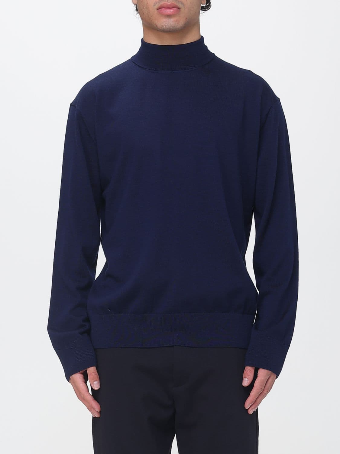 Laneus Pure Virgin Wool Turtleneck Jumper with Ribbed Hems