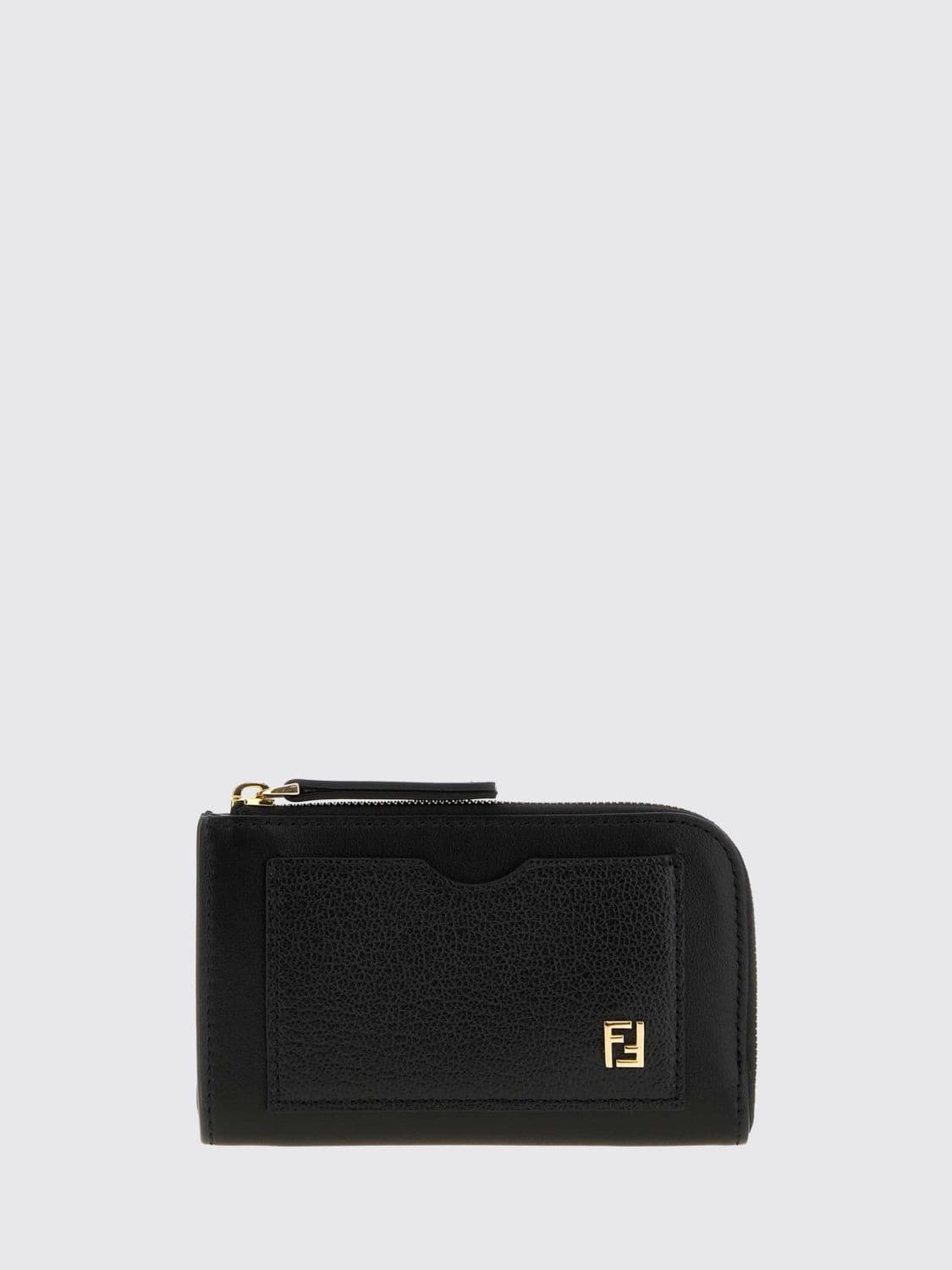 Fendi Flat Calfskin Card Holder with FF Metallic Logo