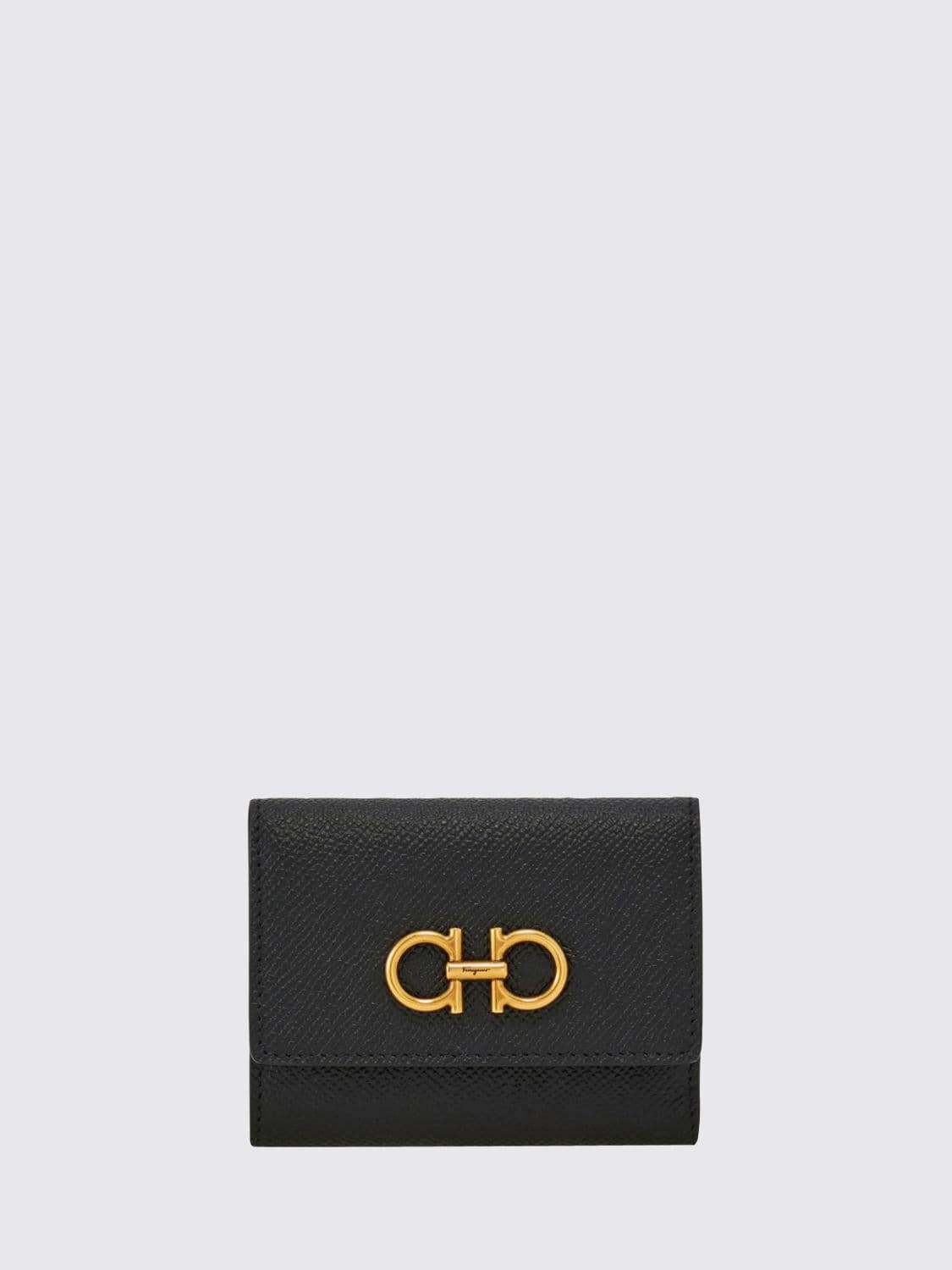 Ferragamo Gancini Hammered Calf Leather Tri-Fold Wallet