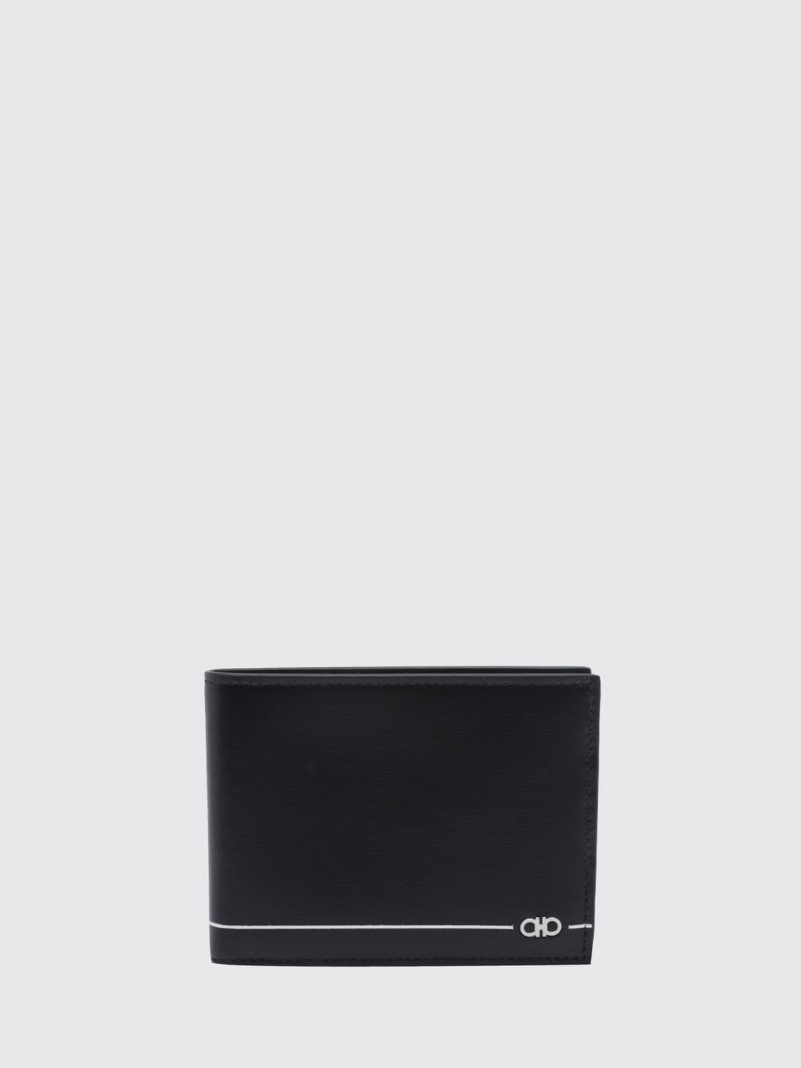Ferragamo Gancini Logo Bifold Wallet in Hammered Calfskin Leather