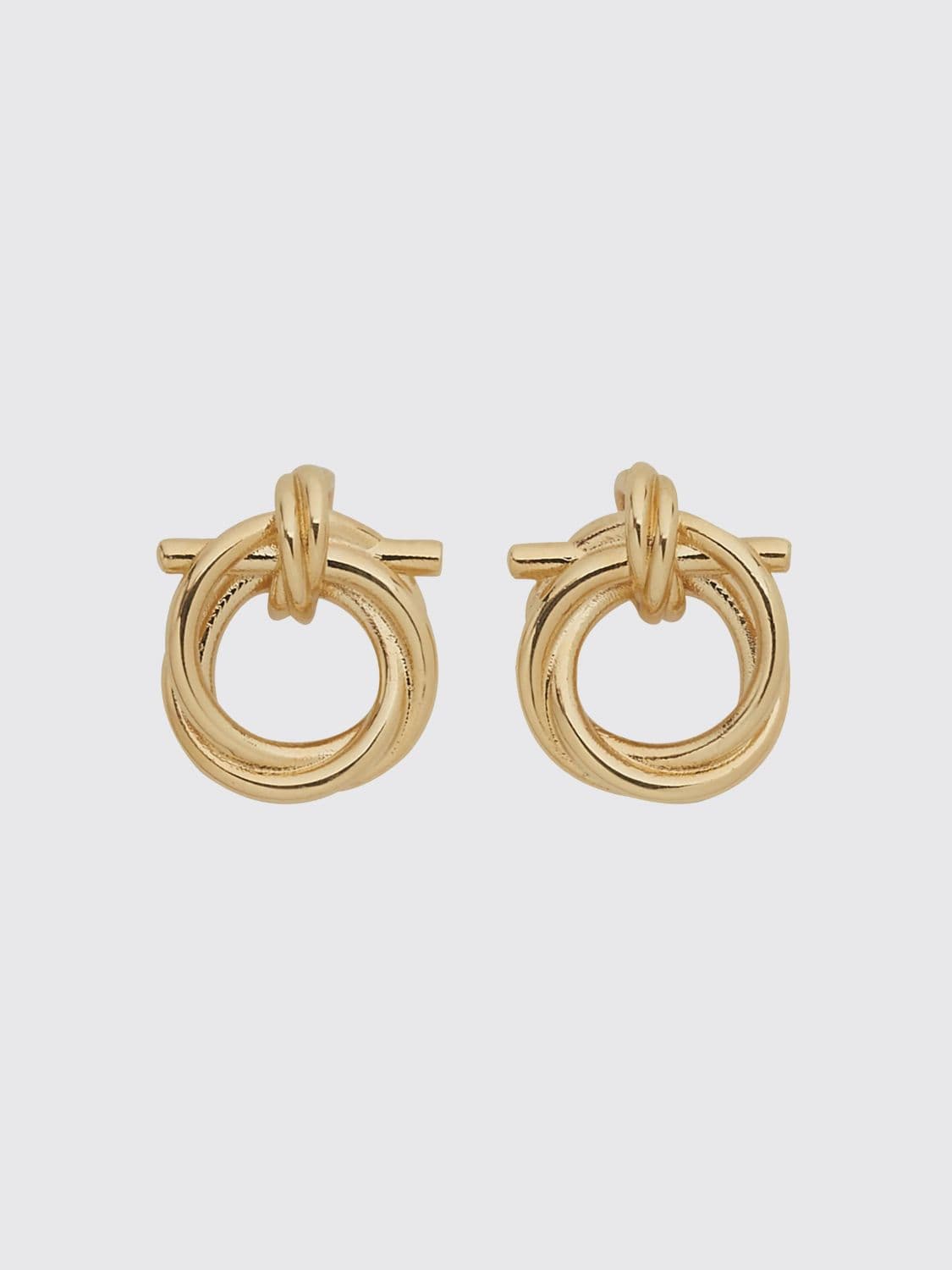 Ferragamo Gancini Gold-Finish Brass Stud Earrings with Logo