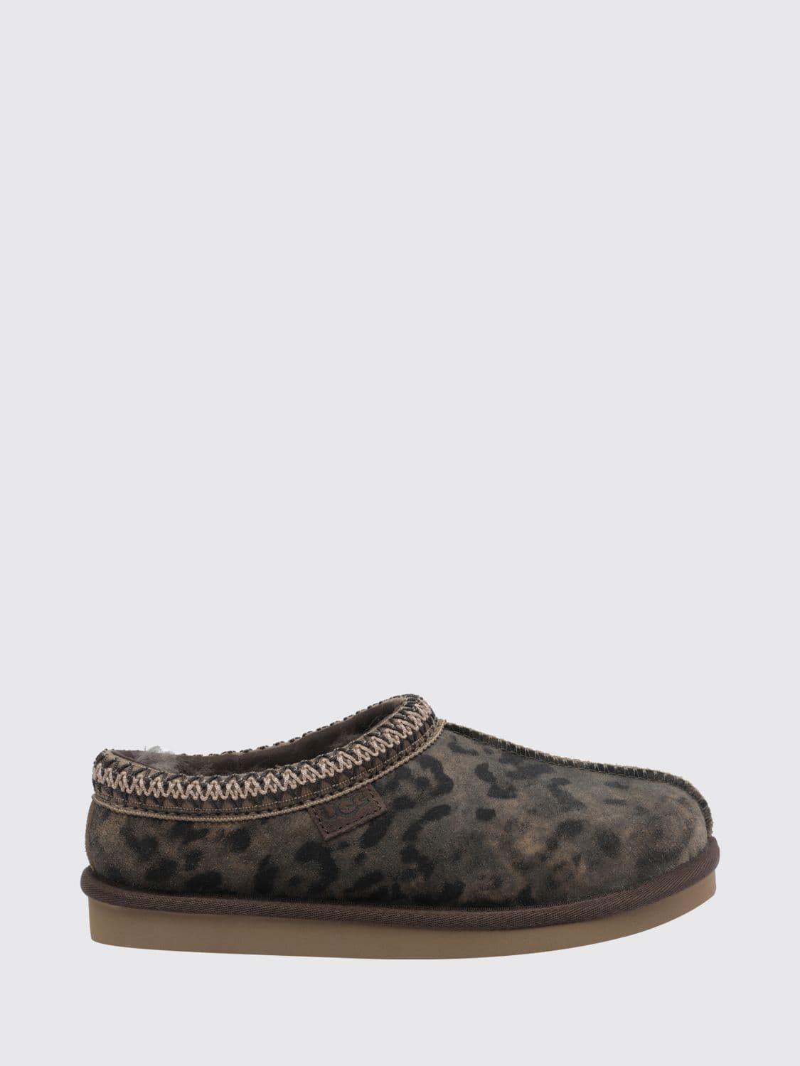 Ugg Tasman Animal Print Suede Mules with Wool Lining and EVA Sole