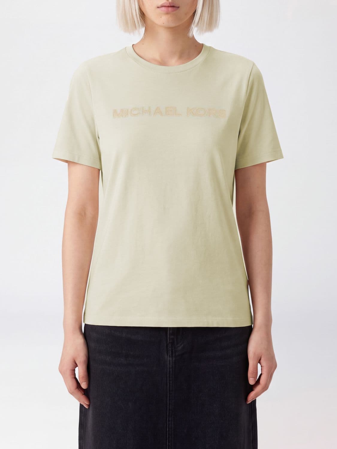 Michael Kors Crewneck T-Shirt in Cotton with a Contrasting Logo Print